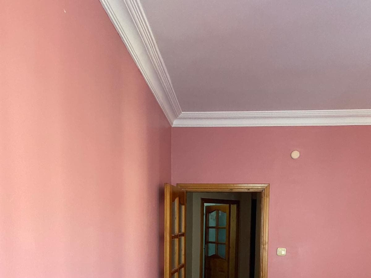 Taze boyanmış pembe tonlu bir mekân